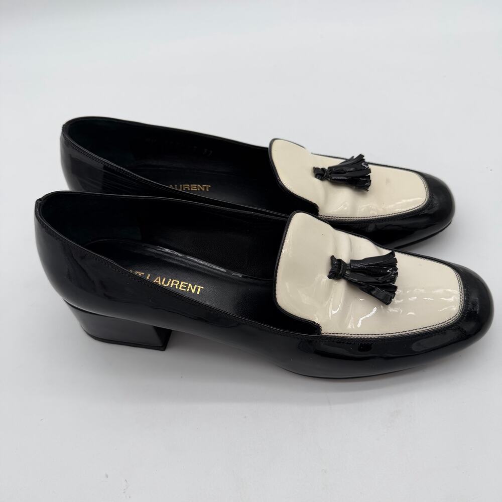 Saint Laurent Elegant Patent Leather Tassel Accents Pumps Women's Size 7 IT 37